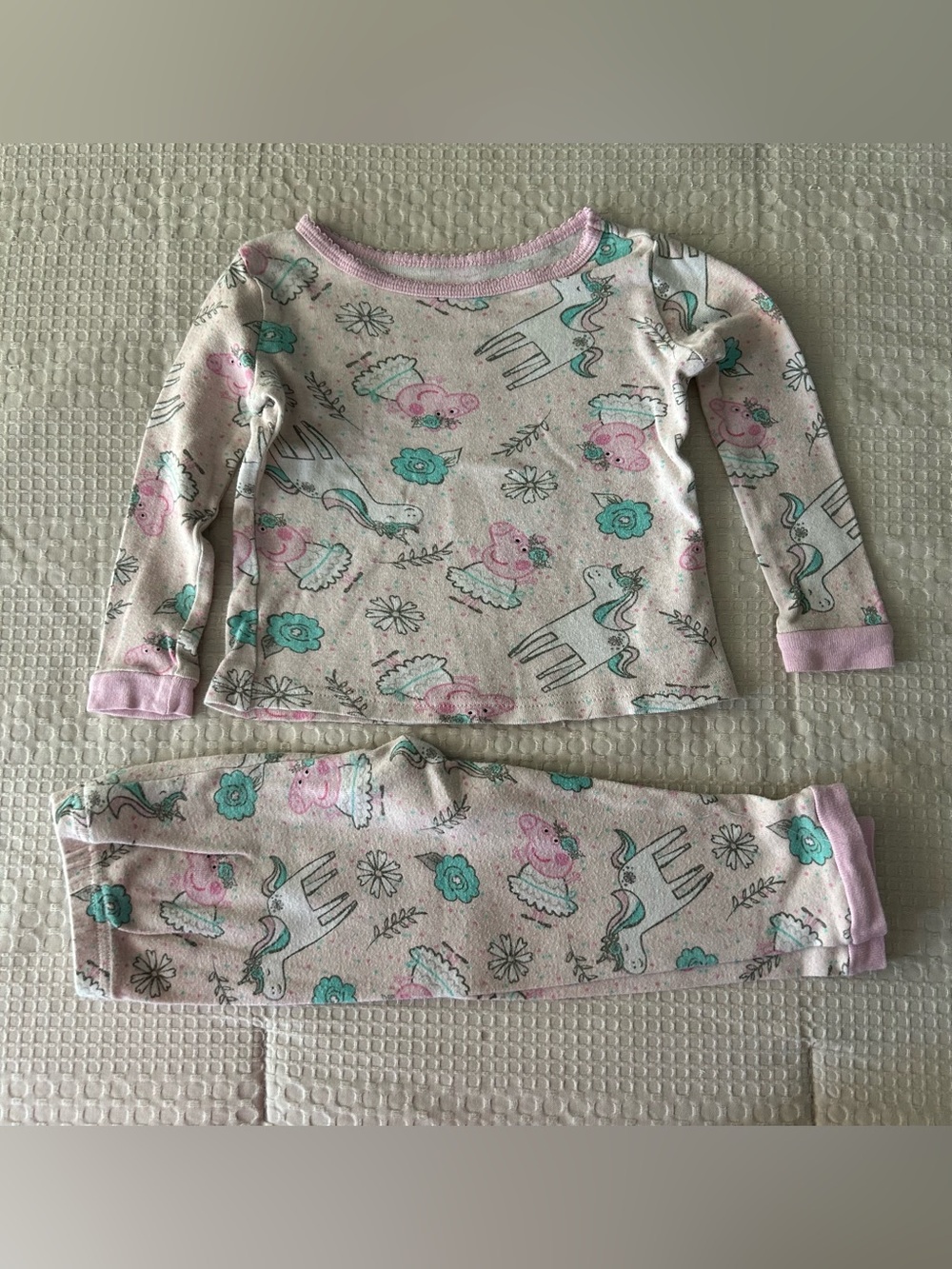 Peppa Pig Pink Unicorn & Floral Pajama Set